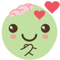 Kawaii Green Zombie Emojis In Love