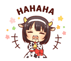 Cow girl animated sticker #14793713