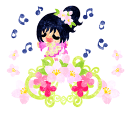 Pretty little people of cherry blossom sticker #14807062
