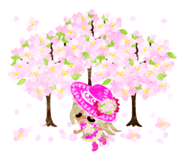 Pretty little people of cherry blossom sticker #14807064