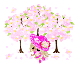 Pretty little people of cherry blossom sticker #14807064