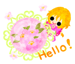 Pretty little people of cherry blossom sticker #14807070