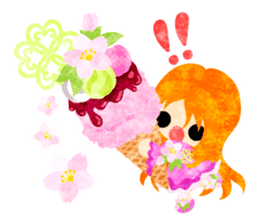 Pretty little people of cherry blossom sticker #14807093