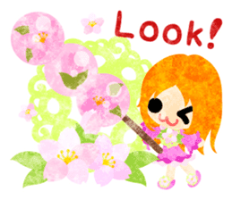 Pretty little people of cherry blossom sticker #14807099
