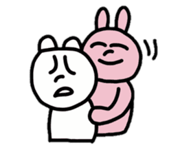 Provoking bear and rabbit sticker #14807535