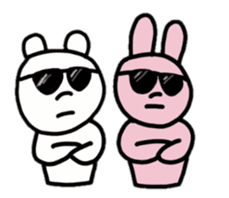 Provoking bear and rabbit sticker #14807536