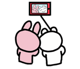 Provoking bear and rabbit sticker #14807538