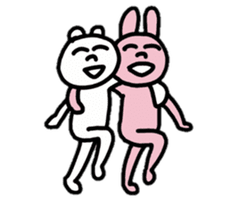Provoking bear and rabbit sticker #14807542