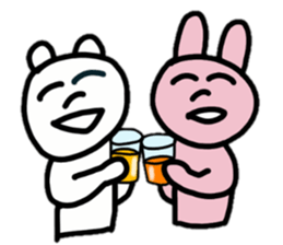 Provoking bear and rabbit sticker #14807545