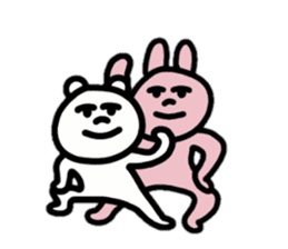 Provoking bear and rabbit sticker #14807546