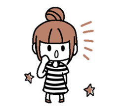 A girl with cartoon touch sticker #14808390