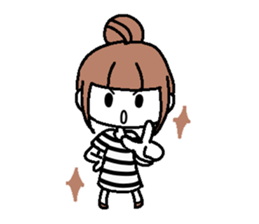 A girl with cartoon touch sticker #14808393