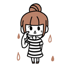 A girl with cartoon touch sticker #14808398