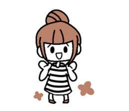 A girl with cartoon touch sticker #14808401