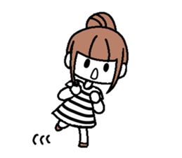 A girl with cartoon touch sticker #14808402