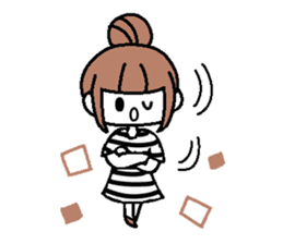 A girl with cartoon touch sticker #14808403