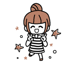 A girl with cartoon touch sticker #14808404