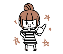 A girl with cartoon touch sticker #14808405
