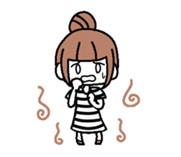 A girl with cartoon touch sticker #14808406
