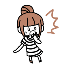A girl with cartoon touch sticker #14808407