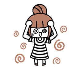 A girl with cartoon touch sticker #14808409