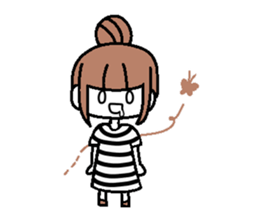A girl with cartoon touch sticker #14808412