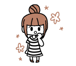 A girl with cartoon touch sticker #14808415