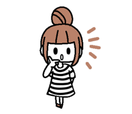 A girl with cartoon touch sticker #14808419