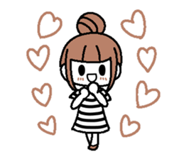 A girl with cartoon touch sticker #14808420