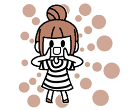 A girl with cartoon touch sticker #14808427