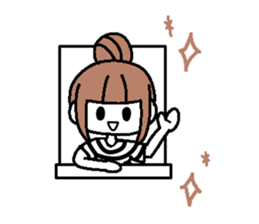 A girl with cartoon touch sticker #14808428