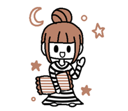 A girl with cartoon touch sticker #14808429
