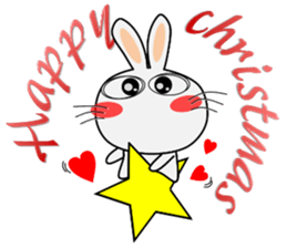 Cute Rabbit in Xmas mini sticker #14810590
