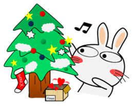 Cute Rabbit in Xmas mini sticker #14810591