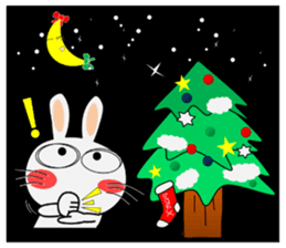 Cute Rabbit in Xmas mini sticker #14810598