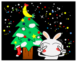 Cute Rabbit in Xmas mini sticker #14810599