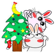 Cute Rabbit in Xmas mini sticker #14810601