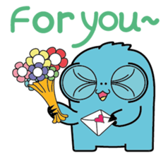 PomPom Blue Monster sticker #14817621