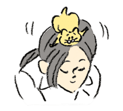 A kitten sits on her head - English Ver. sticker #14820753