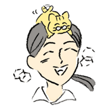 A kitten sits on her head - English Ver. sticker #14820756