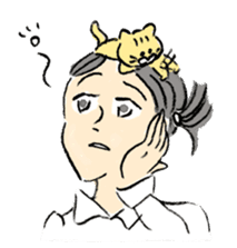 A kitten sits on her head - English Ver. sticker #14820767