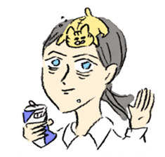 A kitten sits on her head - English Ver. sticker #14820769