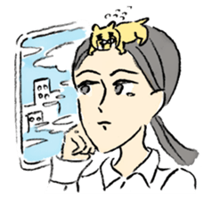 A kitten sits on her head - English Ver. sticker #14820772