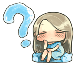 Fluffy watercolor girl sticker #14824049