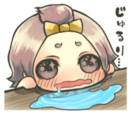 Fluffy watercolor girl sticker #14824054