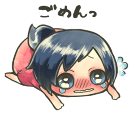 Fluffy watercolor girl sticker #14824063