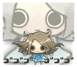 Fluffy watercolor girl sticker #14824065