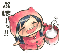 Fluffy watercolor girl sticker #14824067