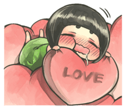 Fluffy watercolor girl sticker #14824068