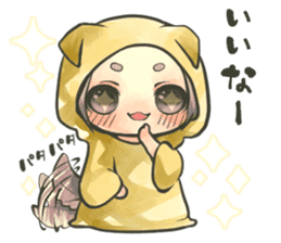 Fluffy watercolor girl sticker #14824070